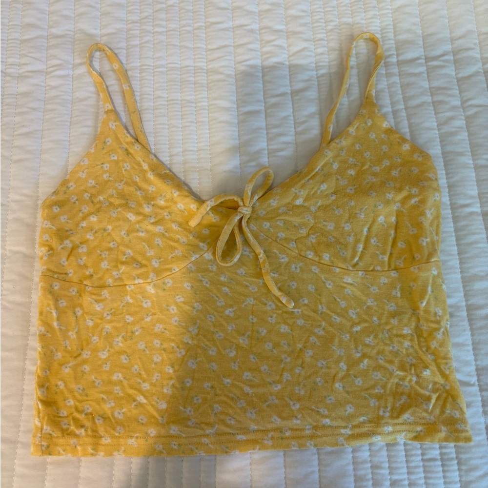 Me to We Gold Tie Front Crop Camisole